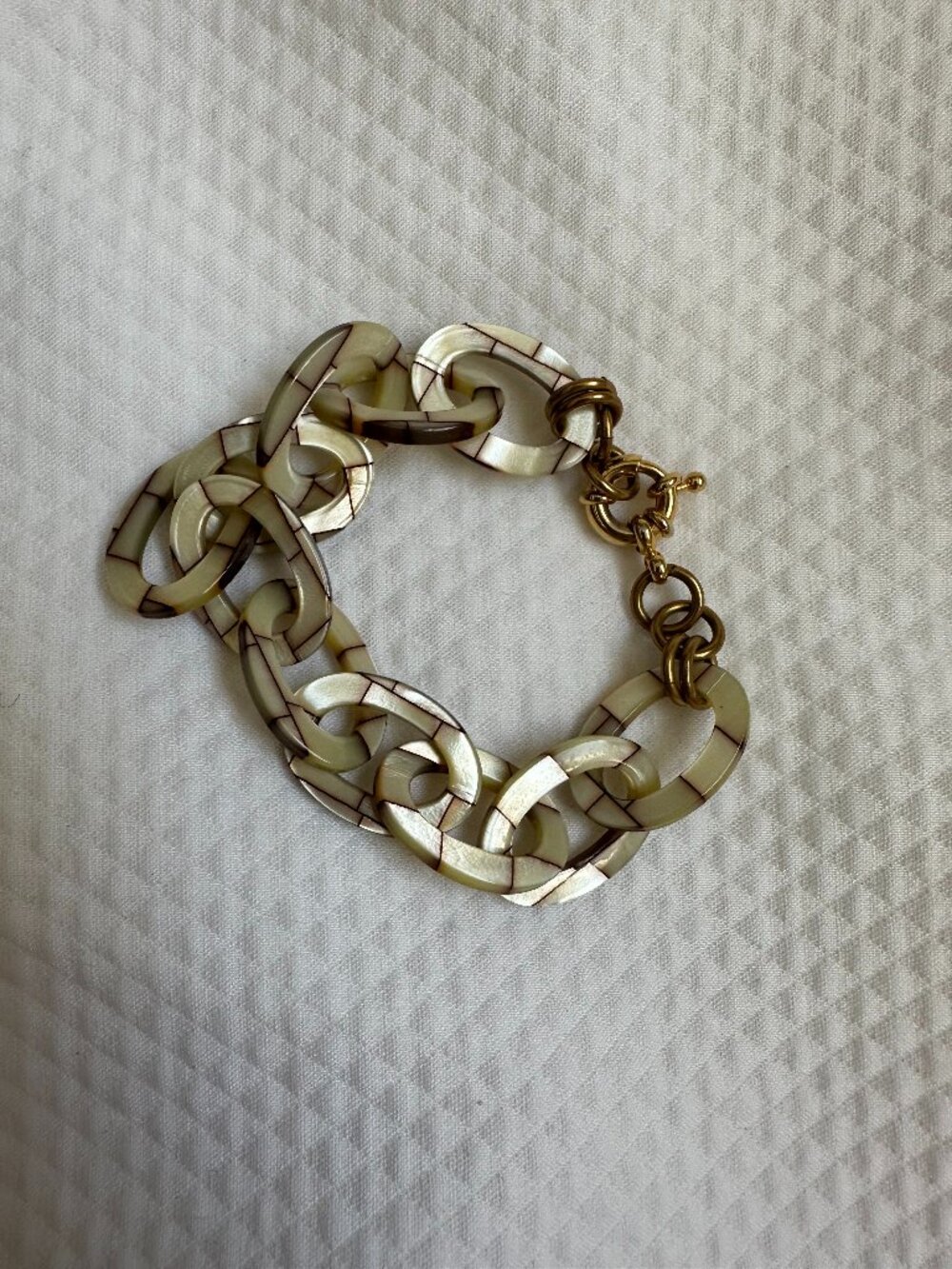 Chunky Inlaid Resin & Gold-Tone Link Statement Bracelet